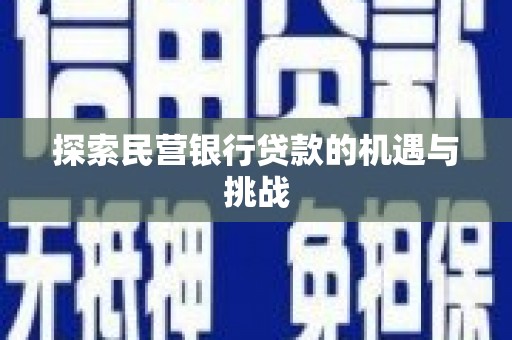 七台河探索民营银行贷款的机遇与挑战